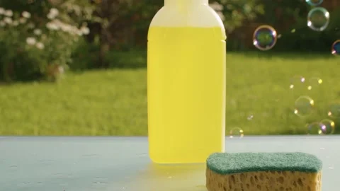 Dishwasher, sponge and soap bubbles Stock Footage 138275116