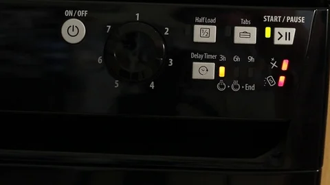 Dishwasher start button pushed Stock Footage