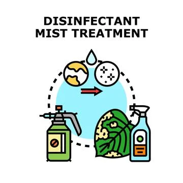 Disinfectant mist application preventing dirt and infection spread Stock Illustration