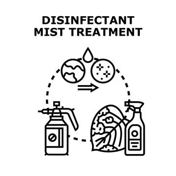 Disinfectant mist application preventing dirt and infection spread Stock Illustration