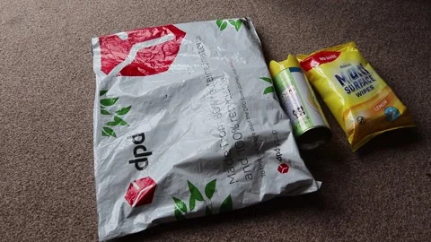 Disinfectant parcel Video stock 132038173