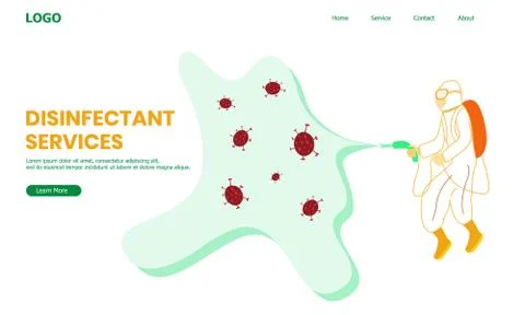 Disinfectant Services With Illustration Of Characters Sprayed Liquid Chemical Stock Illustration
