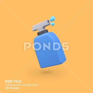 Disinfectant spray bottle isolated 3d render icon illustration PSD Template