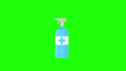 Disinfectant spray bottle to kill germs, animated health spray bottle spray.. Stock Footage 316279207