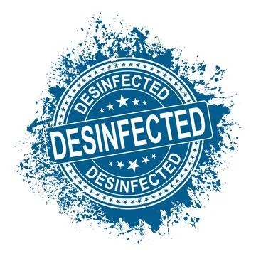Disinfected vector label isolated on white background, 100 guarantee hygienic Stock Illustration