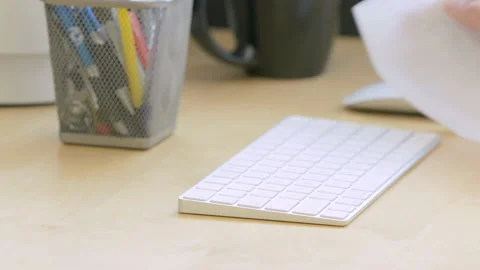 Disinfecting Computer Keyboard HD 59.94 FPS Stock Footage 130870095