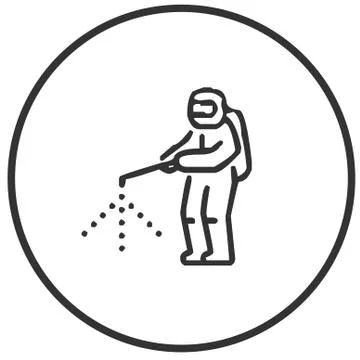 Disinfecting Icon. Using hose to spray disinfectant icon vector illustration. Stock Illustration