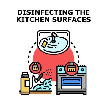 Disinfecting kitchen surfaces concept vector illustration イラスト素材
