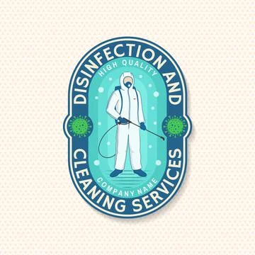 Disinfection and cleaning services patch, logo, emblem. Vector. For professional Stock Illustration