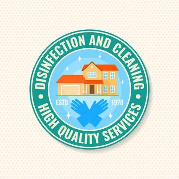 Disinfection and cleaning services patch, logo, emblem. Vector. For professional Illustrazione stock