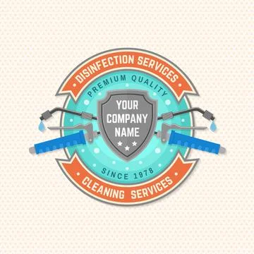 Disinfection and cleaning services patch, badge, logo, emblem. Vector. For 스톡 일러스트