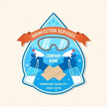 Disinfection and cleaning services patch, logo, emblem. Vector For professional Stock Illustration