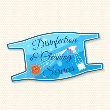 Disinfection and cleaning services patch, logo, emblem. Vector For professional Stock Illustration
