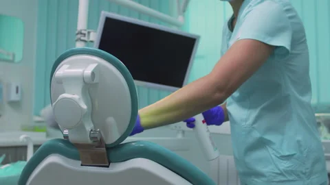 Disinfection of the dentist's workplace. Stock Footage 143256324