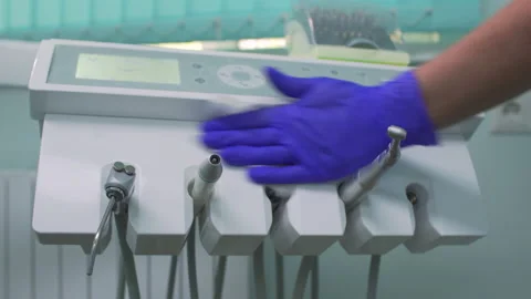 Disinfection of the dentist's workplace. Stock Footage 143645646
