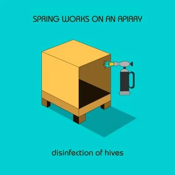 Disinfection of hives (spring work) Stock Illustration
