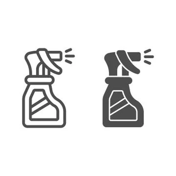 Disinfection spray line and solid icon, Hygiene routine concept, Liquid for Stock Illustration