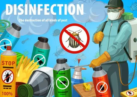 Disinfection vector poster. Insect control service Stock Illustration