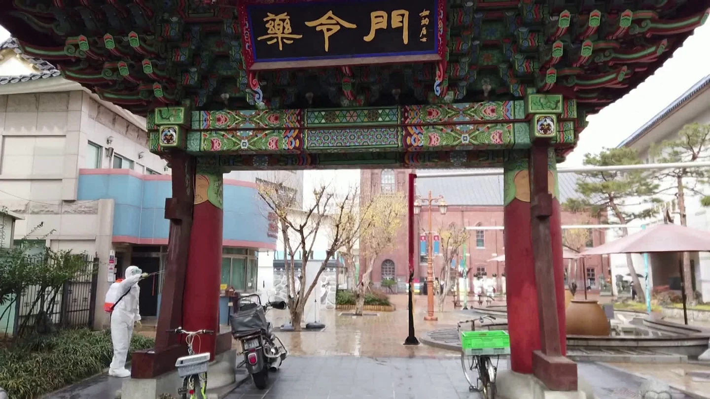 Disinfection Work Continues In Daegu To Tackle Coronavirus Outbreak Stock Footage