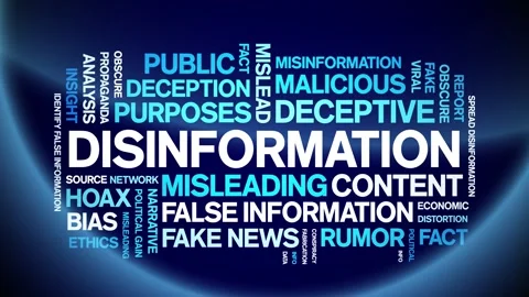 Disinformation animated word cloud,animation kinetic typography seamless loop. Stock Footage 317691202