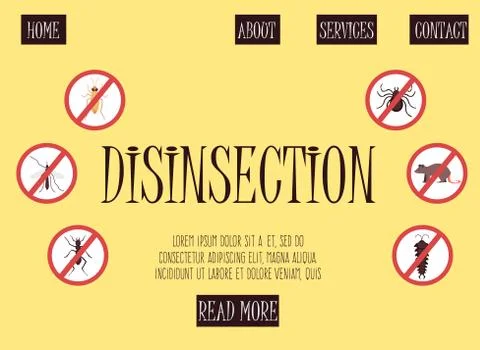 Disinsection services website landing page, flat cartoon vector illustration Stock Illustration