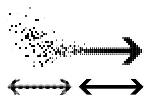 Disintegrating and Halftone Dot Horizontal Flip Icon 스톡 일러스트