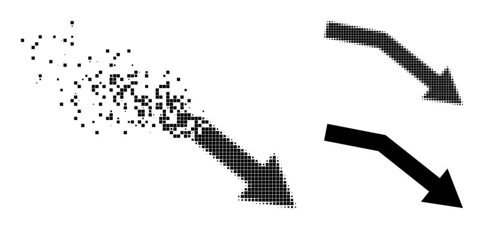 Disintegrating and Halftone Dotted Fail Trend Glyph Stock Illustration