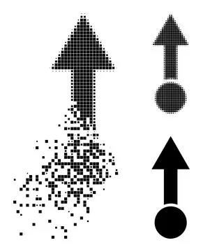 Disintegrating and Halftone Pixelated Pull Up Icon Stock Illustration