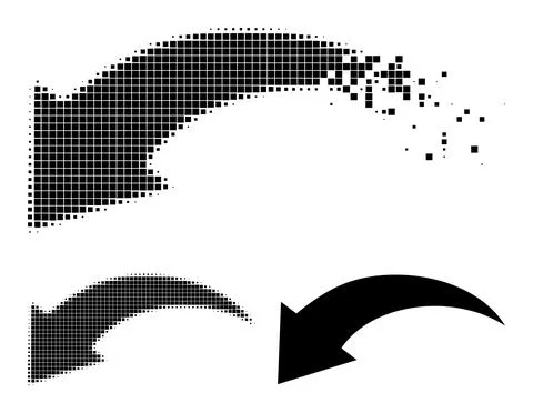 Disintegrating and Halftone Pixelated Undo Glyph Stock Illustration