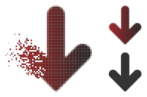 Disintegrating Dot Halftone Arrow Down Icon 库存插图