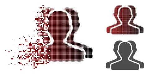 Disintegrating Dot Halftone Customer Group Icon Illustrazione stock
