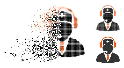 Disintegrating Dot Halftone Emergency Operator Icon Stockillustratie