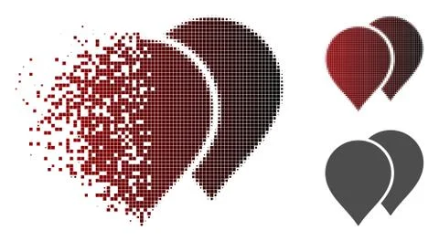 Disintegrating Dot Halftone Map Pointers Icon Illustrazione stock