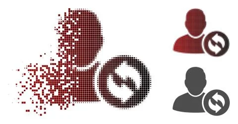 Disintegrating Dot Halftone Refresh User Icon Stockillustratie