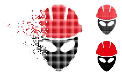 Disintegrating Dotted Halftone Alien Worker Icon Stockillustratie