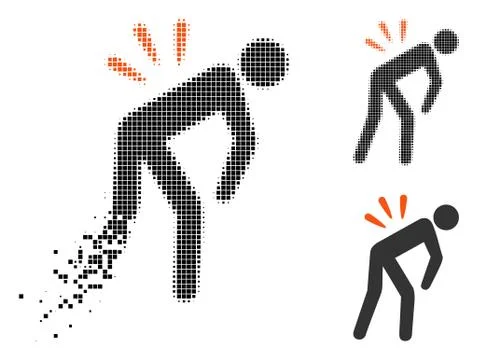 Disintegrating Dotted Halftone Backache Icon Stock Illustration