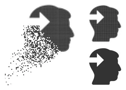Disintegrating Dotted Halftone Head Plug-In Arrow Icon イラスト素材