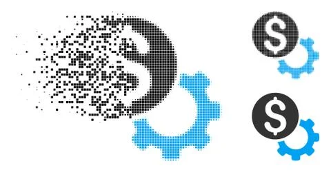 Disintegrating Dotted Halftone Payment Tools Icon Stock Illustration
