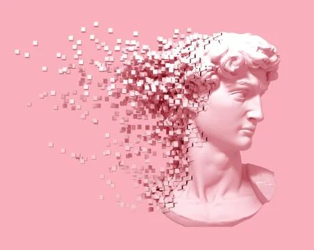 Disintegrating Head Of David On Pink Background Stock Illustration