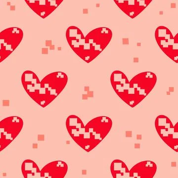 Disintegrating hearts seamless pattern Illustration