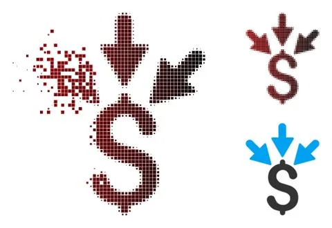 Disintegrating Pixel Halftone Aggregate Payment Icon Stock Illustration