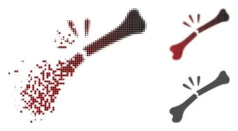 Disintegrating Pixel Halftone Bone Break Icon 스톡 일러스트