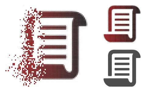 Disintegrating Pixel Halftone Conclusion Roll Document Icon Stock Illustration