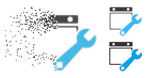 Disintegrating Pixel Halftone Date Setup Icon Stock Illustration