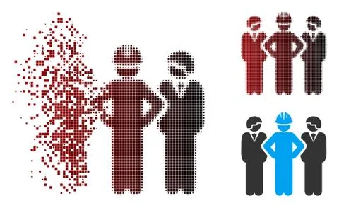 Disintegrating Pixel Halftone Developer Team Icon Stock Illustration