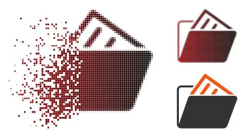 Disintegrating Pixel Halftone Document Folder Icon Stock Illustration