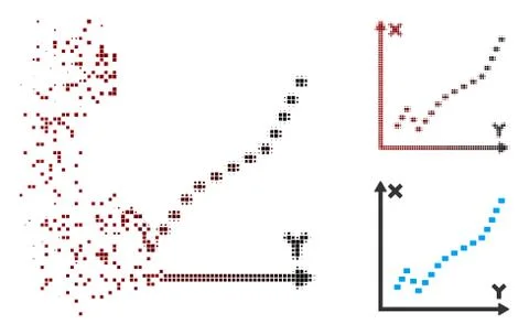 Disintegrating Pixel Halftone Dotted Function Plot Icon Ilustración de archivo