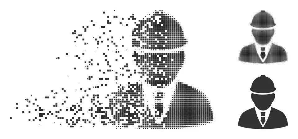 Disintegrating Pixel Halftone Engineer Icon Stockillustratie