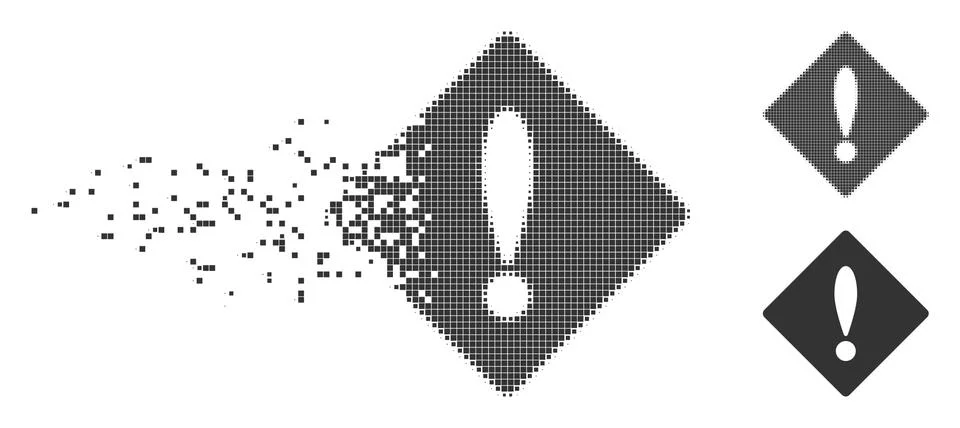 Disintegrating Pixel Halftone Error Icon Illustrazione stock