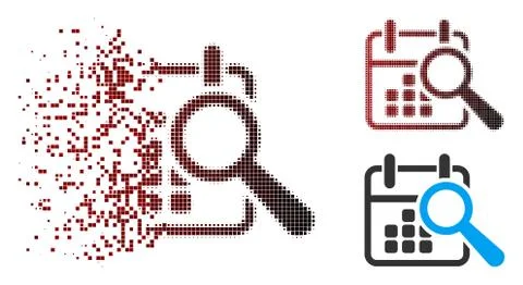 Disintegrating Pixel Halftone Find Date Icon Stock Illustration